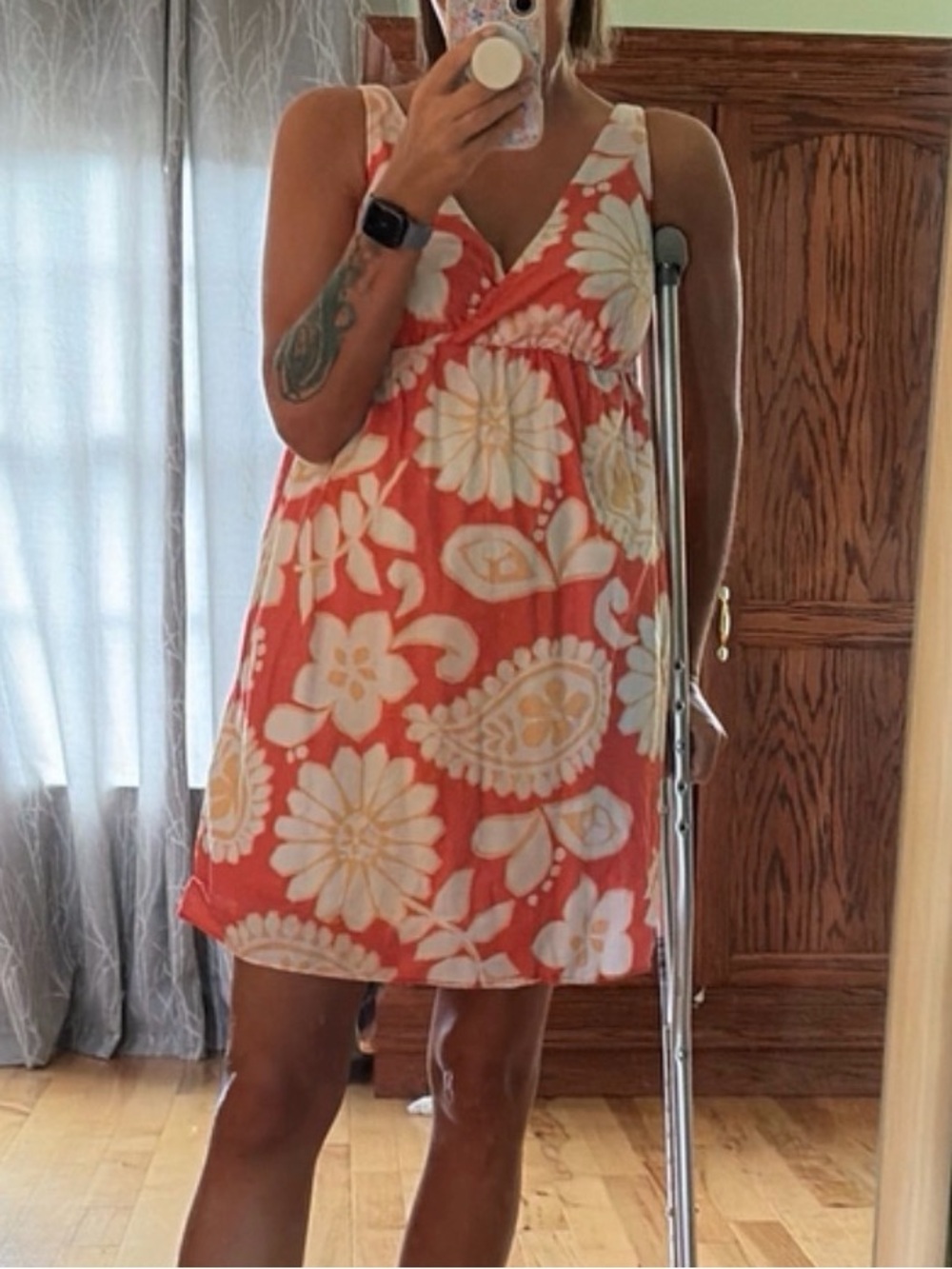 Old Navy Coral & Cream Floral Sundress